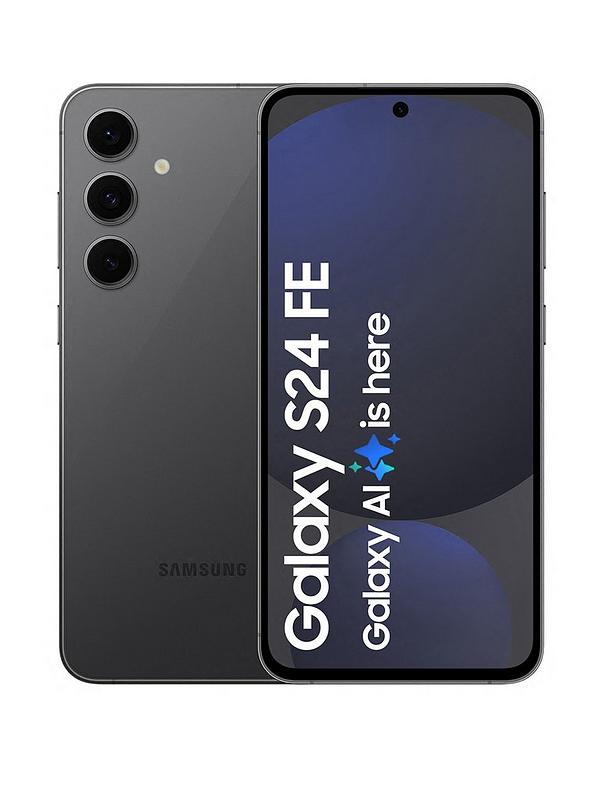 Samsung Galaxy S24 FE smartphone showing the front screen display and rear camera setup.